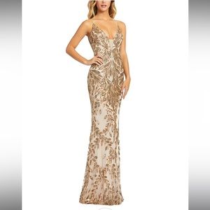 Mac Duggal Sequin Leaf Mermaid Gown